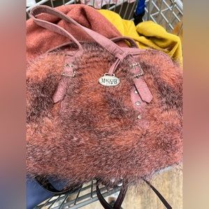 Maggie B fuzzy pink handbag